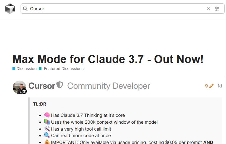 Max Mode for Claude 3.7